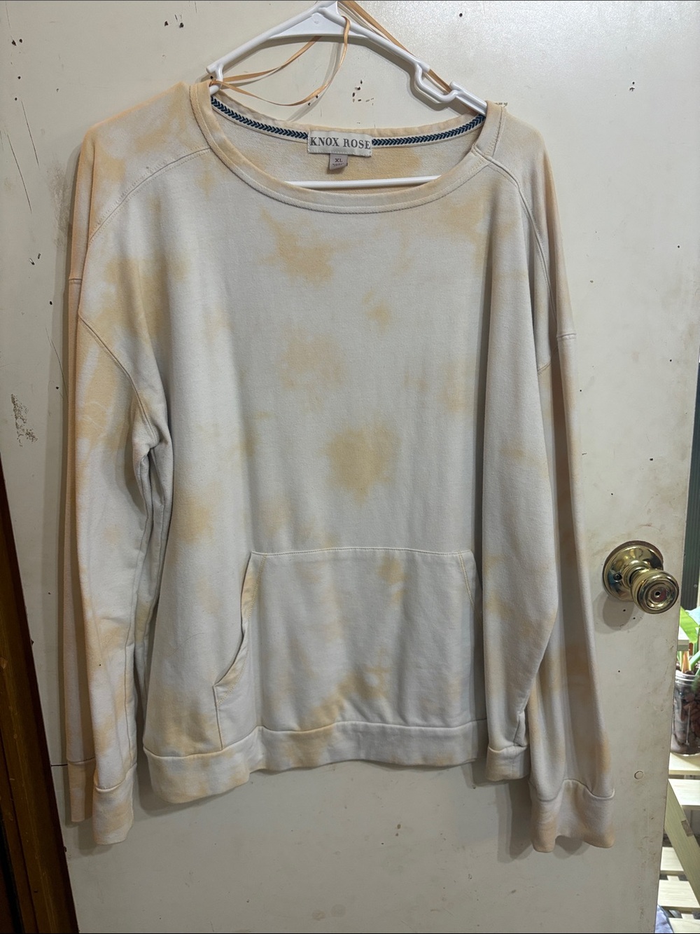 Knox Rose Cream and Tan Tie-Dye Crewneck Sweatshirt
